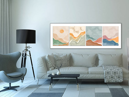 4 Scene Landscape Canvas - Abstract minimalism art- Large Wall Decor-RGB varnish-1