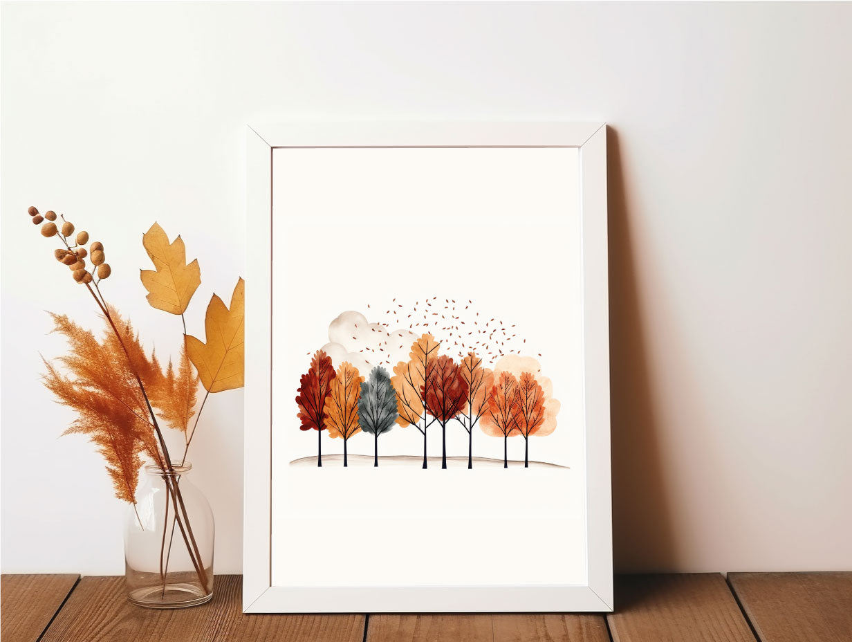 Minimalist Autumn Trees Seasonal Wall Home Decor Print-0
