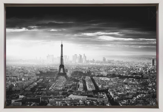Aerial Black And White Paris Cityscape Canvas Print-1