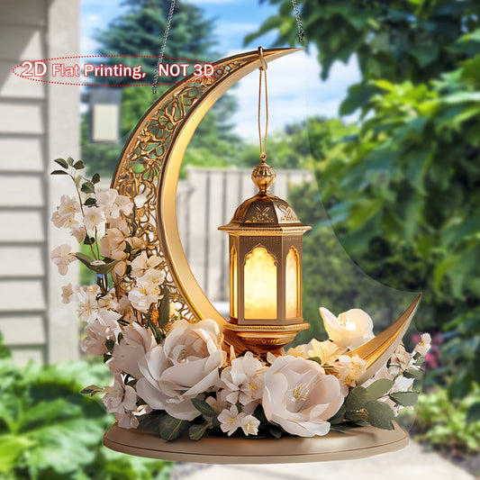 Elegant Ramadan Lantern & Floral Acrylic Decor-1
