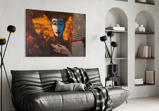 Abstract Woman Portrait Glass Wall Art-3