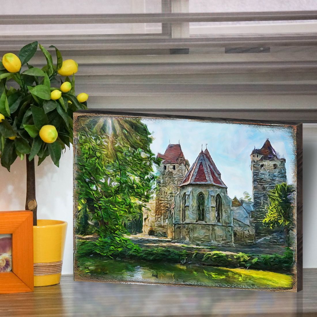 Aleeza Castle Art Wooden Wall Art by Nature Wonders - Nature Wildlife Decor - 95248B