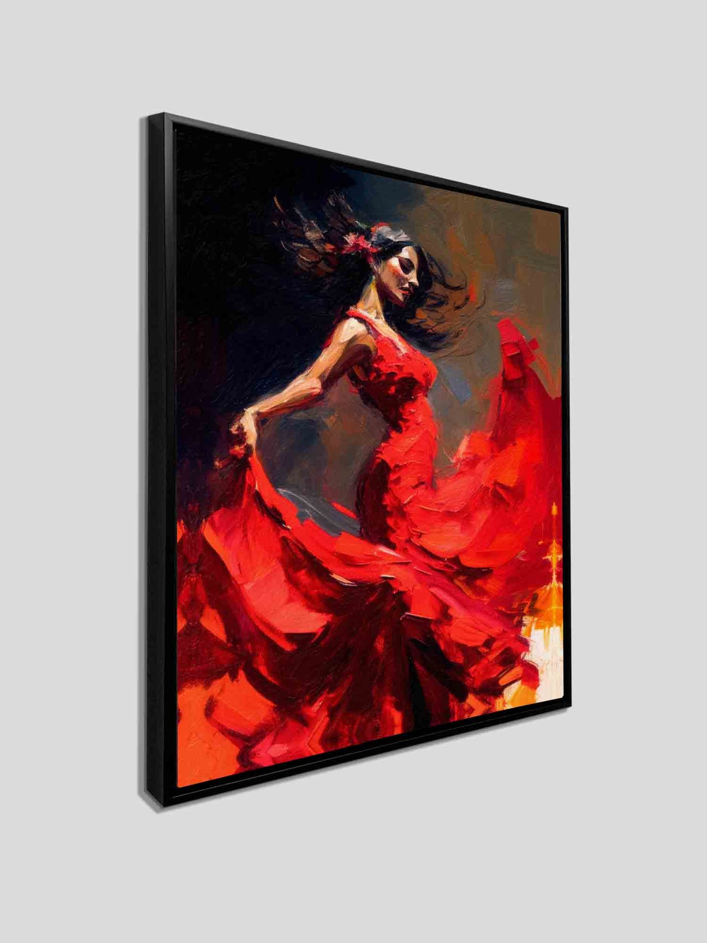 Wall Art-The red dress-Fine Artwork. Gold varnish-4
