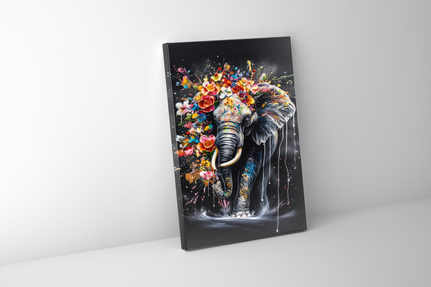 Wildlife Canvas Art -Colorful Elephants- WallDecor-RGB Vanish