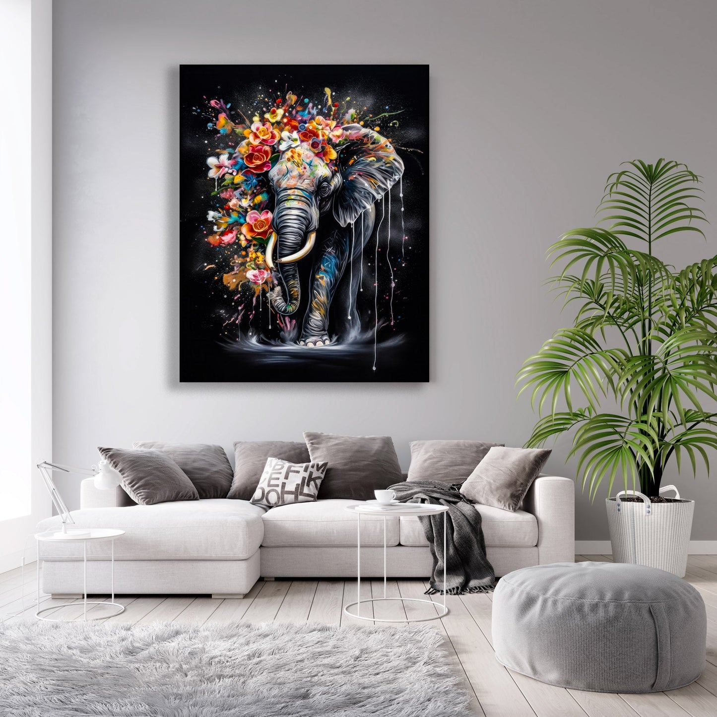 Wildlife Canvas Art -Colorful Elephants- WallDecor-RGB Vanish