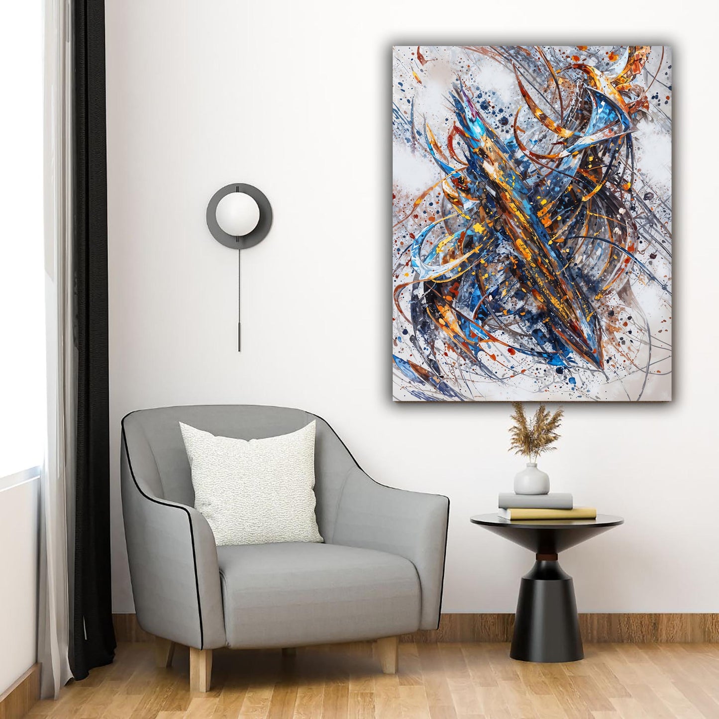 Spiral Paint Color Canvas Art Abstract Wall Decor 48x36 inches-2