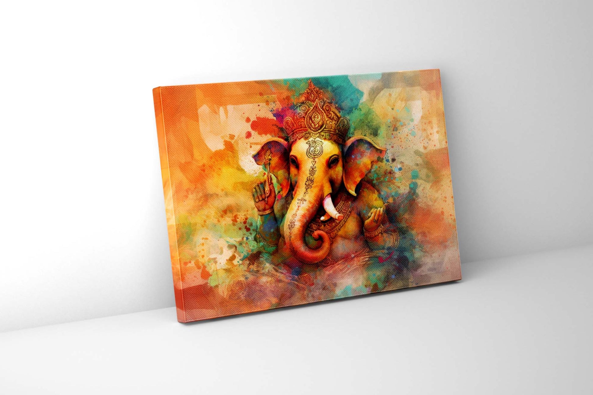 Ganesh Canvas Wall Art-Indian Art-Spiritual Wall Art-0