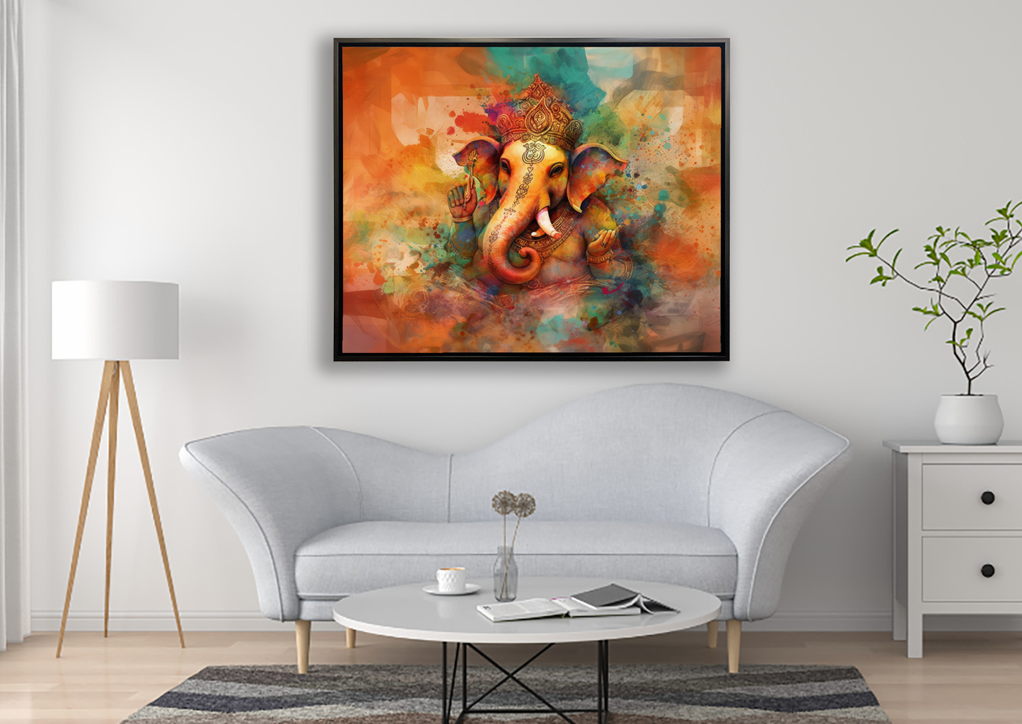 Ganesh Canvas Wall Art-Indian Art-Spiritual Wall Art-4