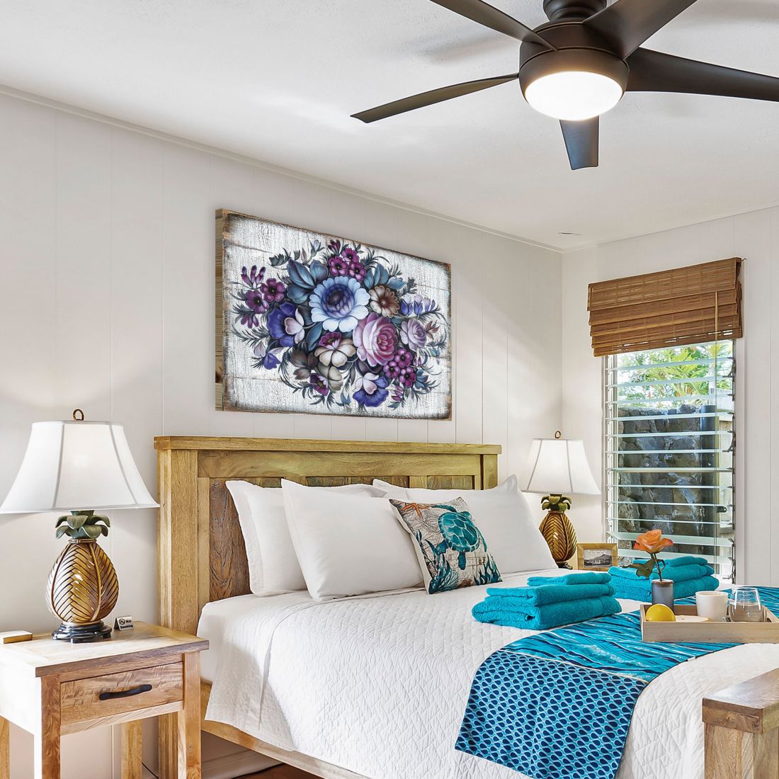 Floral Composition Rustic Wooden Wall Art by G. DeBrekht - Floral Ornamental Decor - 85101B-4