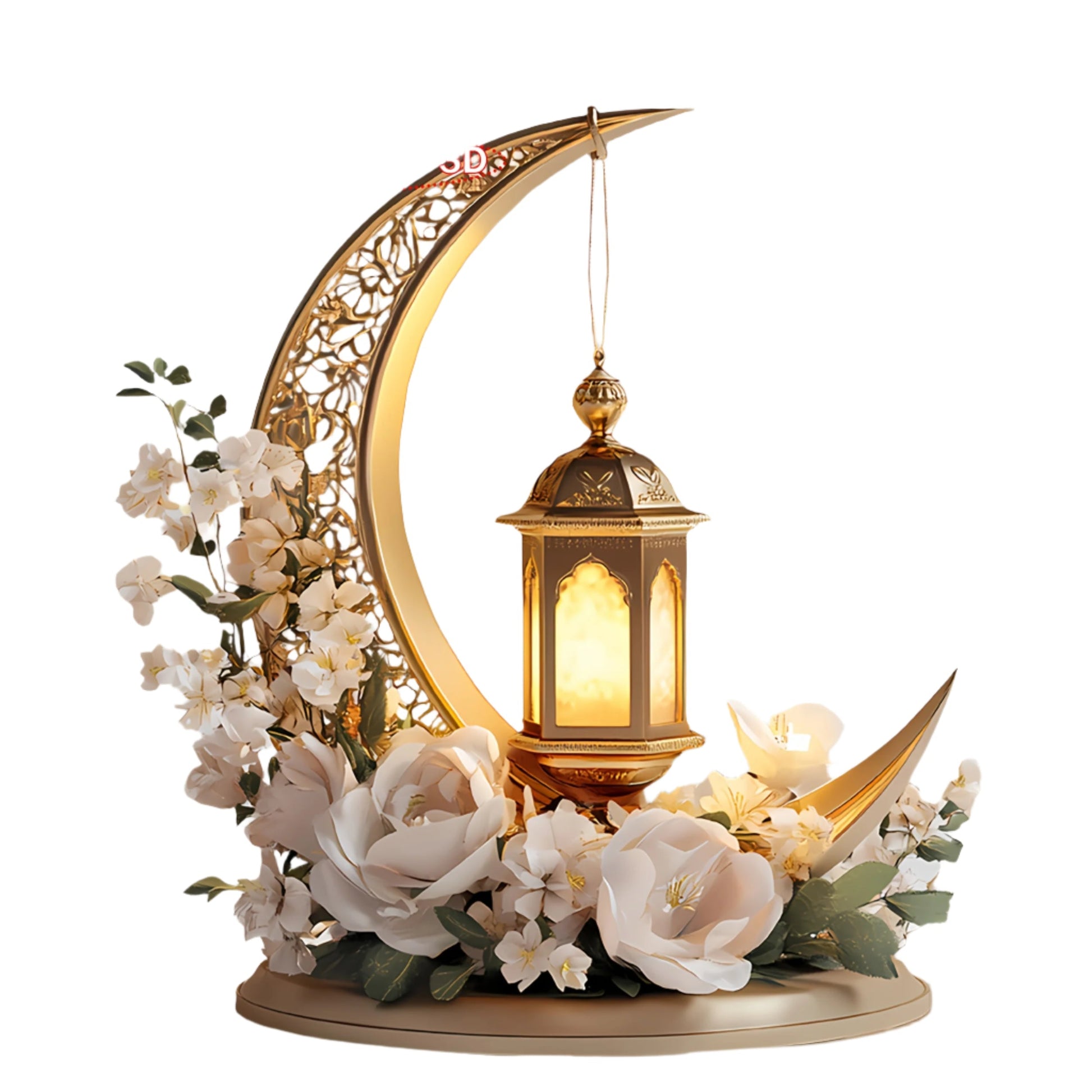 Elegant Ramadan Lantern & Floral Acrylic Decor-0