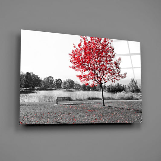Red Tree Glass Wall Art-1