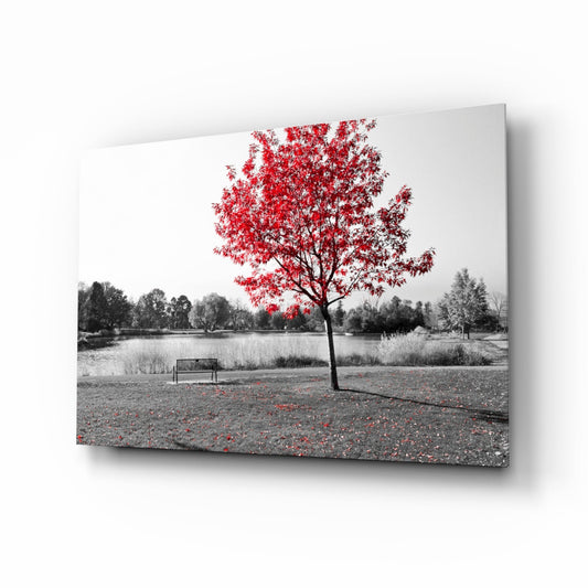 Red Tree Glass Wall Art-0
