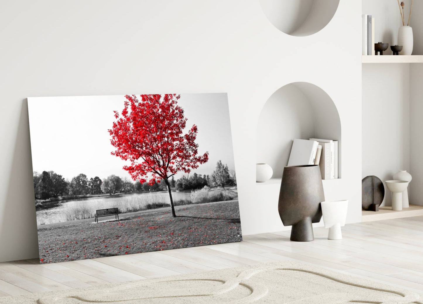 Red Tree Glass Wall Art-2