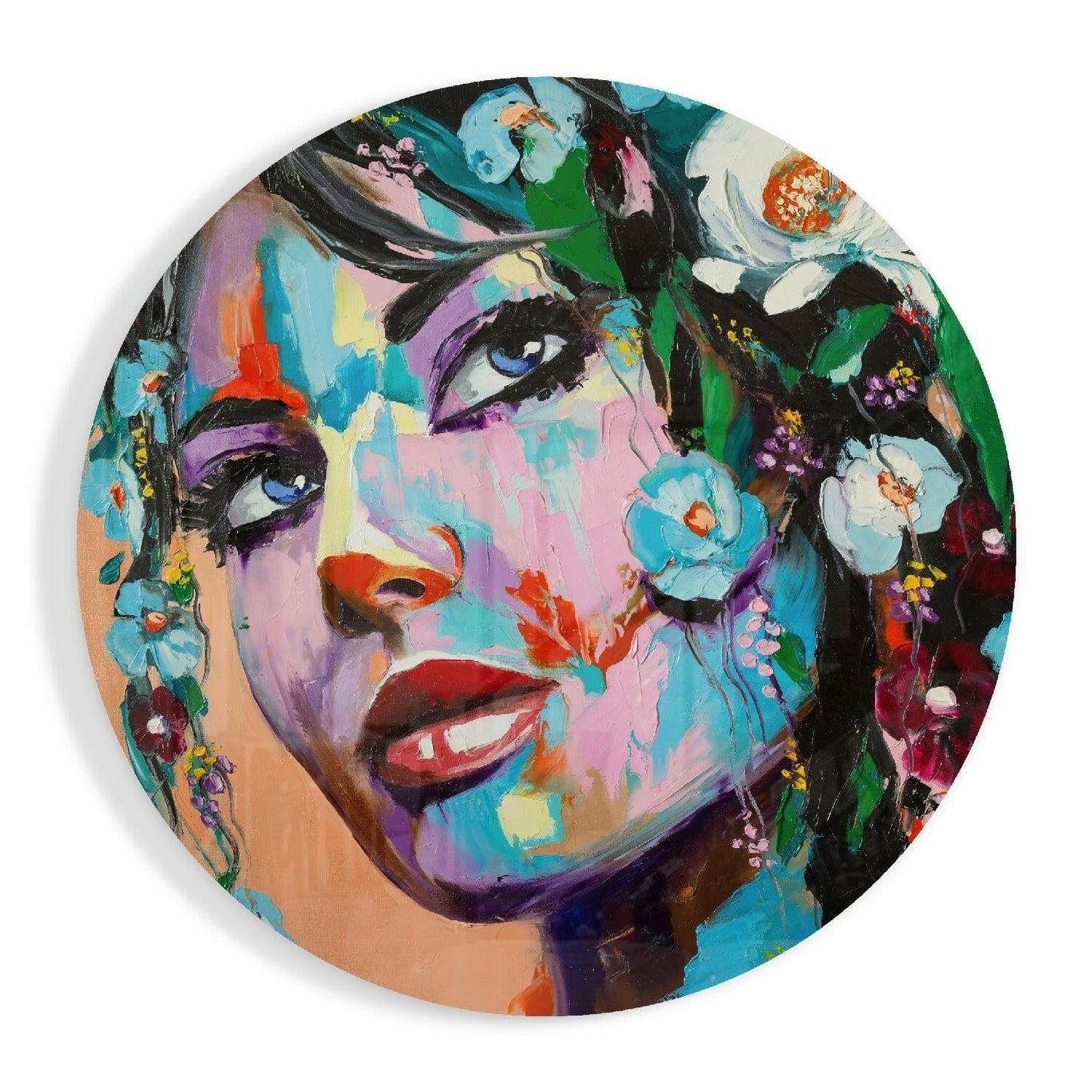 Floral Woman Glass Wall Art-0