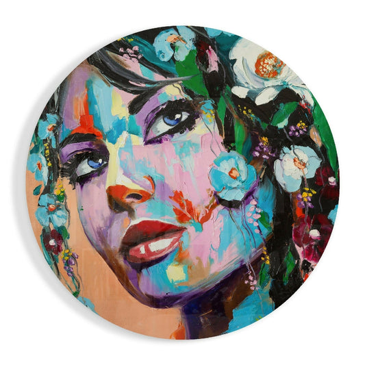 Floral Woman Glass Wall Art-0