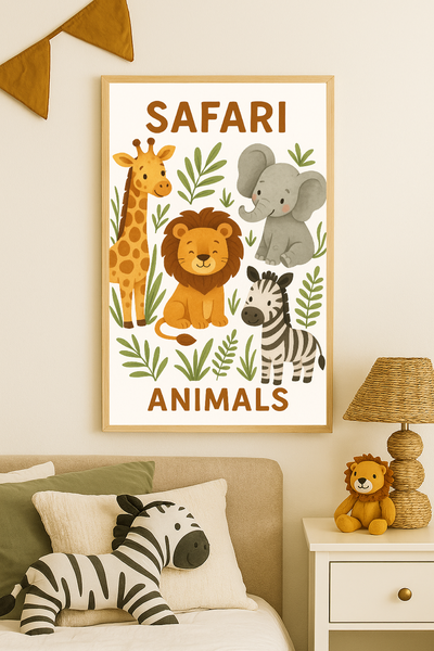 Safari Friends – Jungle Animal Nursery Wall Art Print