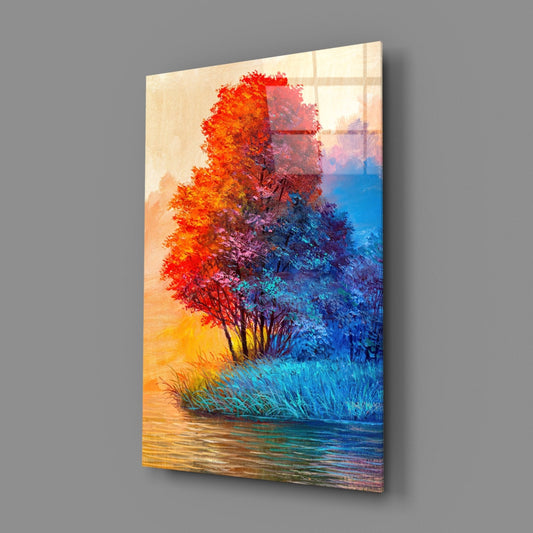 Red Tree Glass Wall Art-1