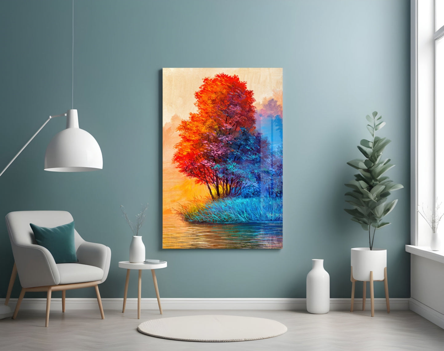Red Tree Glass Wall Art-3