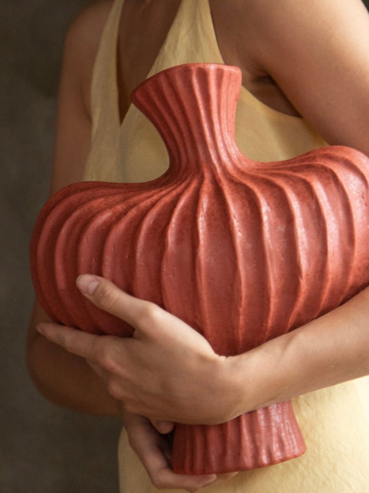 Handmade Wabi Sabi Ceramic Pottery Vase - Red / Black / White-1