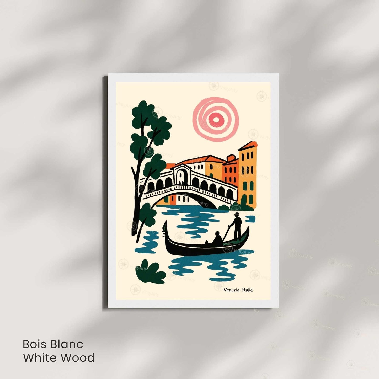 Affiche Venise – Pont du Rialto & Gondole | Poster voyage Italie style Matisse moderne | Décoration murale Venezia-4
