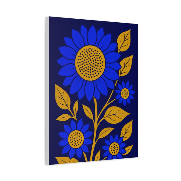 Bold Floral Canvas Art Print, Blue Sunflower Wall Decor, Home Decoration, Gift for Garden Lovers, Nursery Wall Art, Modern Art Piece