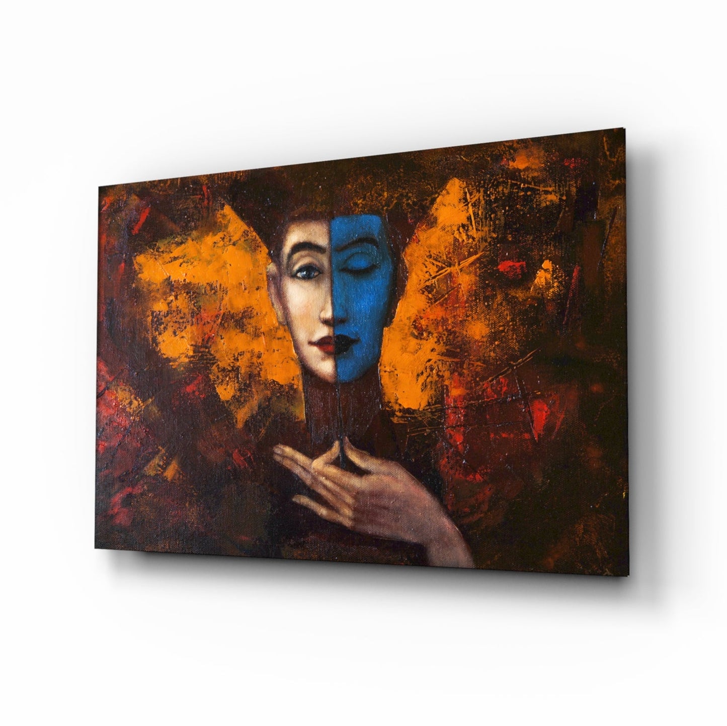 Abstract Woman Portrait Glass Wall Art-0