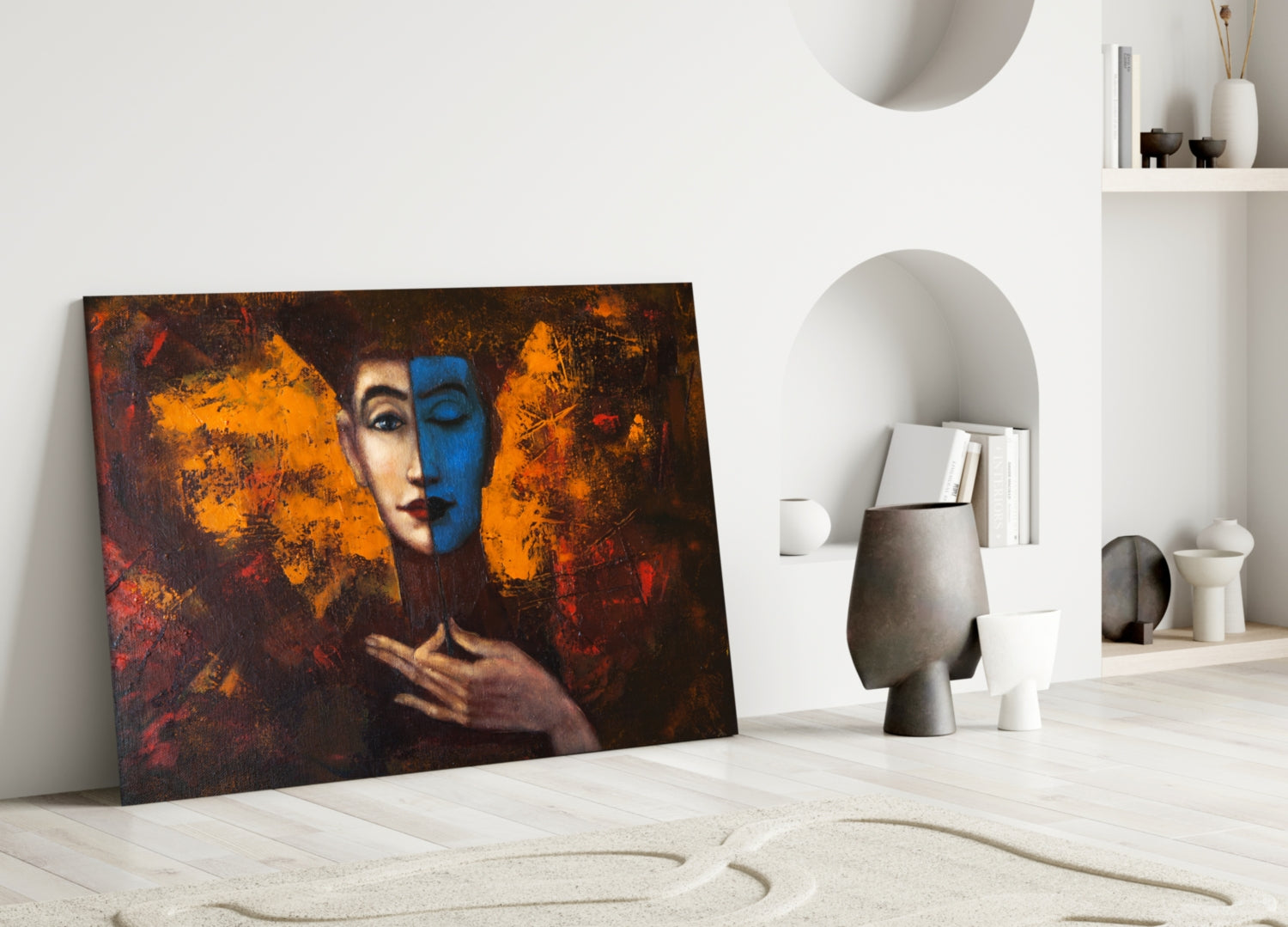 Abstract Woman Portrait Glass Wall Art-2