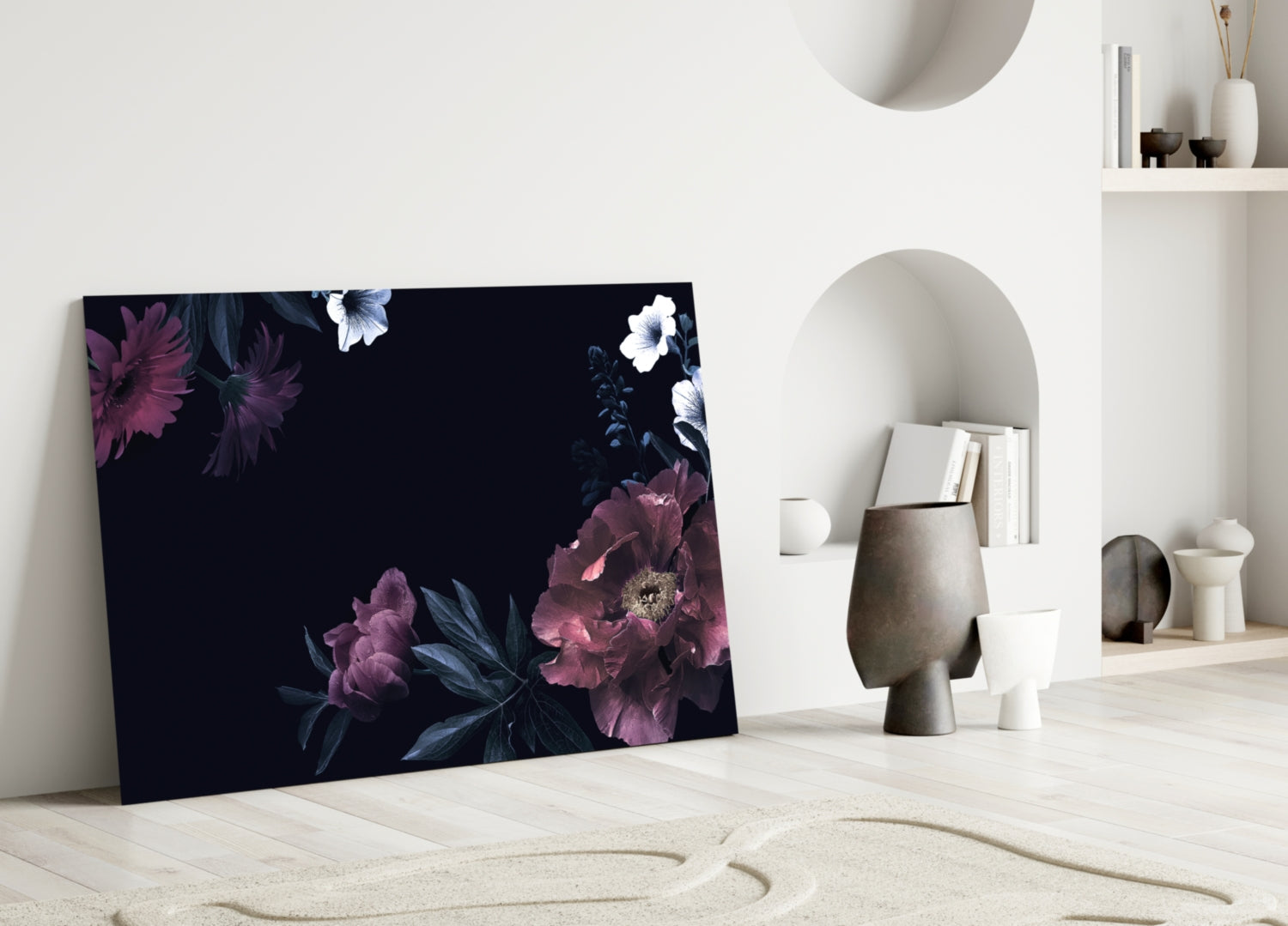 Floral Pattern Glass Wall Art-2