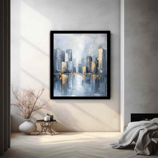 Cityscape Tall Buildings Canvas Art Print-1